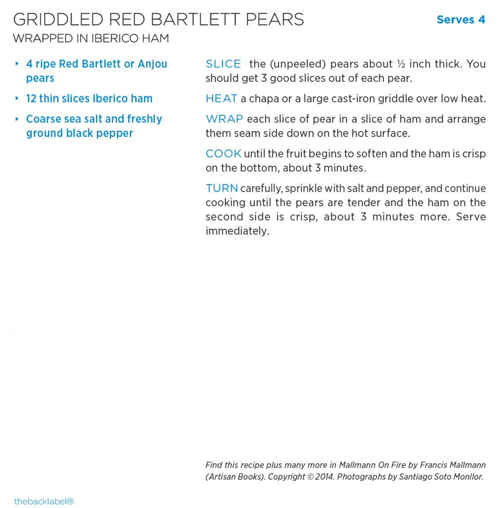 Grilled Red Bartlett Pears Wrapped in Iberico Ham